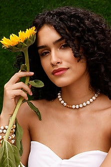 Gold Finish Beaded Ball Necklace