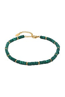 Gold Finish Malachite Beaded Chain Necklace