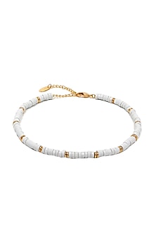 Gold Finish Howlite Beaded Chain Necklace