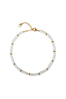 Gold Finish Howlite Beaded Chain Necklace