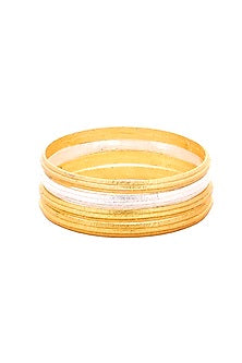 Two Tone Finish Textured Stackable Bangle