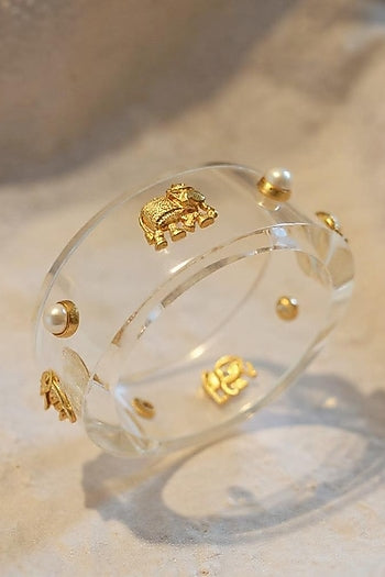 Gold Plated Hathi Resin Bangle