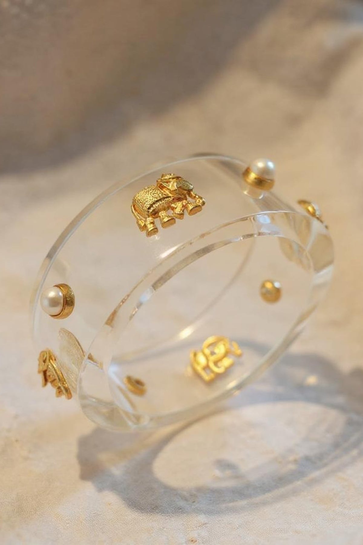 Gold Plated Hathi Resin Bangle