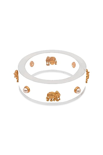 Gold Plated Hathi Resin Bangle