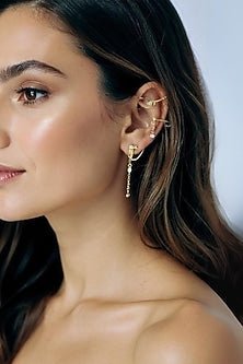 Gold Plated Star Moon Adjustable Earcuffs (Set Of 2)