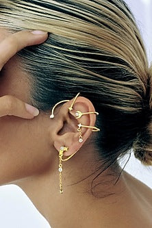 Gold Plated Star Moon Adjustable Earcuffs (Set Of 2)