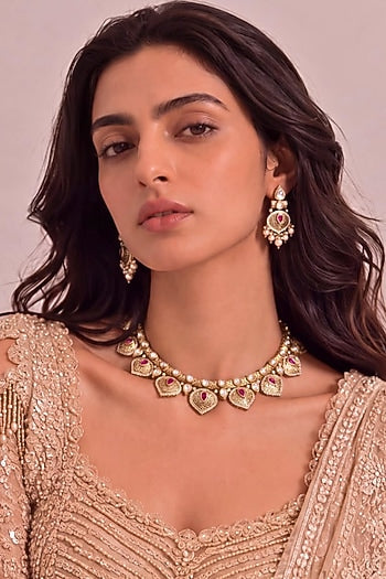 Antique Gold Finish Rani Bagh Necklace Set