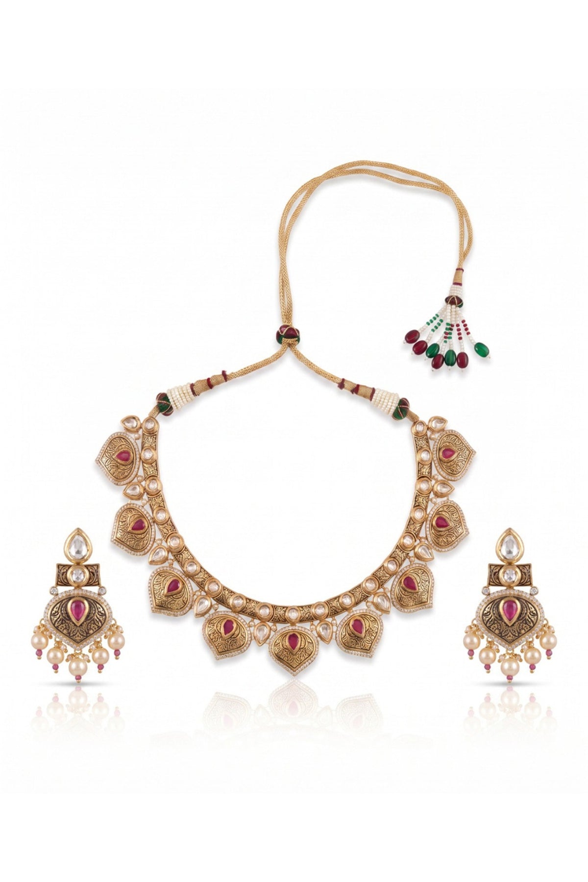 Antique Gold Finish Rani Bagh Necklace Set