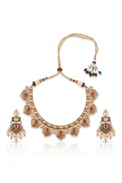 Antique Gold Finish Rani Bagh Necklace Set