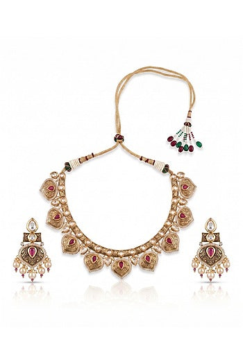 Antique Gold Finish Rani Bagh Necklace Set