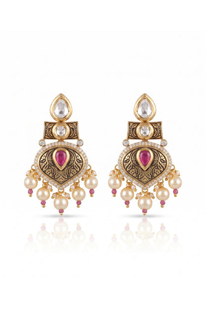 Antique Gold Finish Rani Bagh Necklace Set