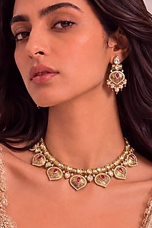 Antique Gold Finish Rani Bagh Necklace Set