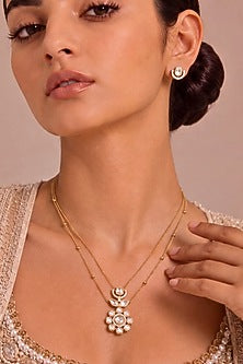 Gold Finish Floral Layered Necklace Set