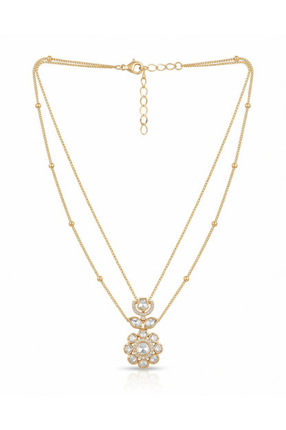 Gold Finish Floral Layered Necklace Set