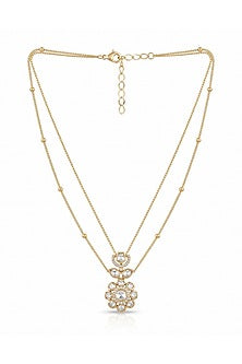 Gold Finish Floral Layered Necklace Set