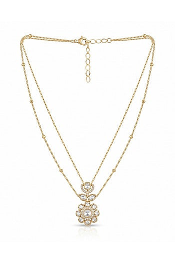 Gold Finish Floral Layered Necklace Set