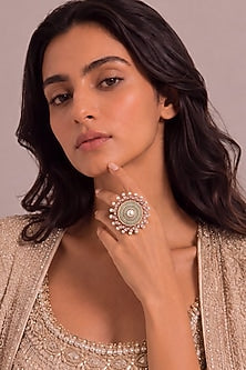 Gold Finish Pearl Ring
