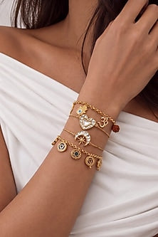 Gold Finish Multi-Colored Stone Chakra Bracelet