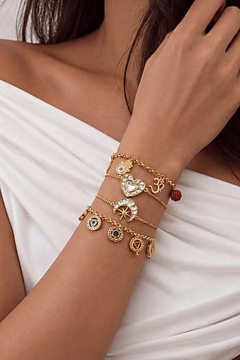 Gold Finish Multi-Colored Stone Chakra Bracelet