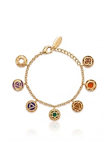 Gold Finish Multi-Colored Stone Chakra Bracelet