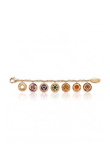 Gold Finish Multi-Colored Stone Chakra Bracelet