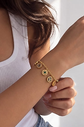 Gold Finish Multi-Colored Stone Chakra Bracelet