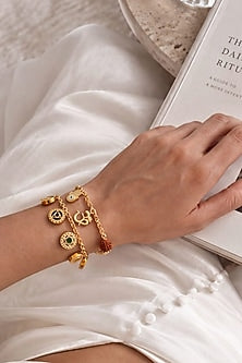 Gold Finish Multi-Colored Stone Chakra Bracelet