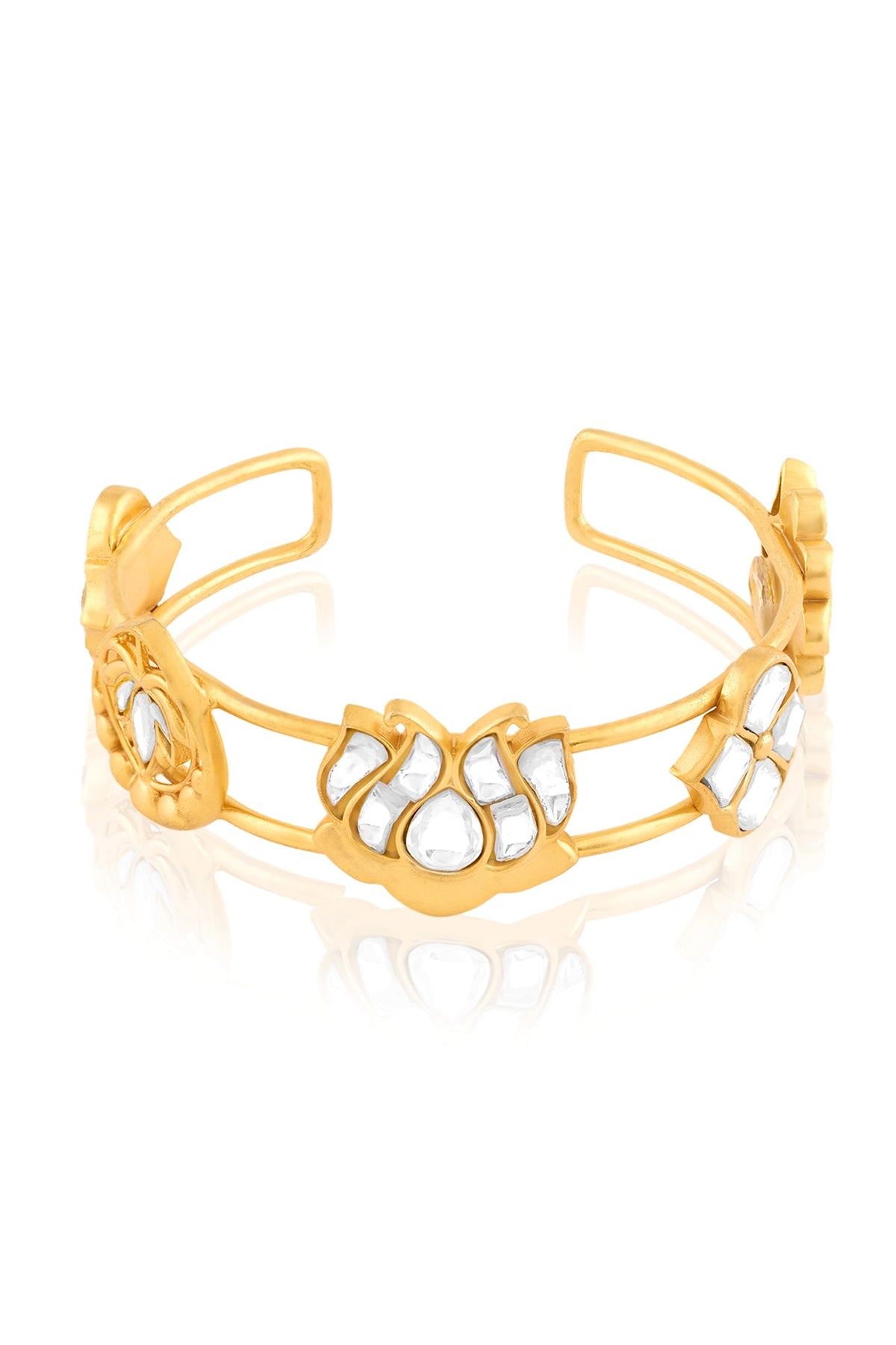 Gold Plated Kundan Polki Cuff
