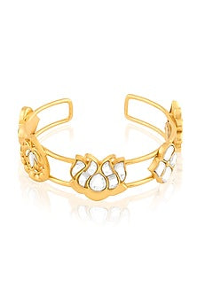 Gold Plated Kundan Polki Cuff