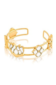 Gold Plated Kundan Polki Cuff