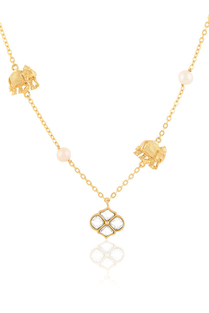 Gold Plated Kundan Polki Haathi Necklace