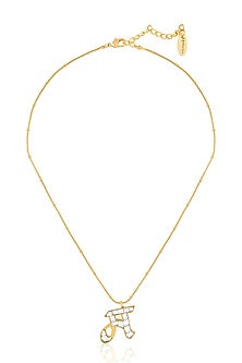 Gold Plated Kundan Polki M Initial Necklace