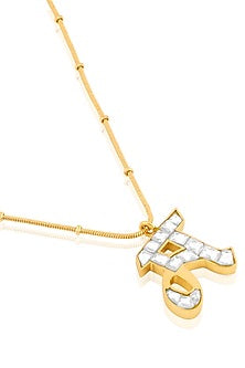 Gold Plated Kundan Polki M Initial Necklace