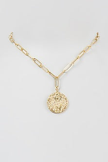 Gold Finish Link Pisces Necklace