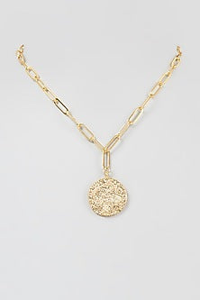 Gold Finish Link Gemini Necklace