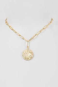 Gold Finish Link Aquarius Necklace