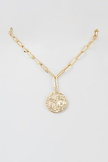 Gold Finish Link Leo Necklace