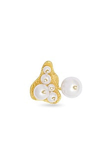 Gold Finish Pearl & Diamond Ring