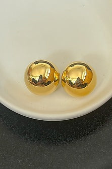 Gold Finish Round Stud Earrings