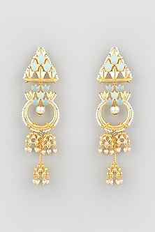 Gold Finish Handcrafted Dangler Earrings With Pearl