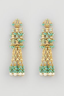 Gold Finish Pearl Jhumka Earrings