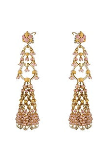 Gold Finish Floral Jhumka Earrings