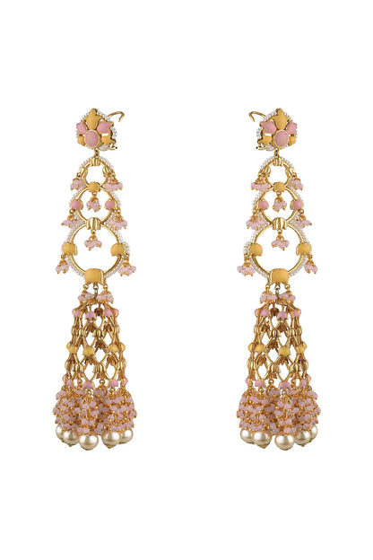 Gold Finish Floral Jhumka Earrings