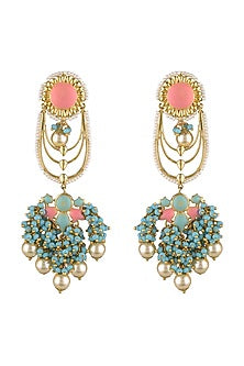 Gold Finish Floral Drop Earrings