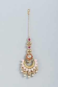 Gold Finish Pearl Maang Tikka