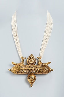 Gold Finish Pearl Temple Necklace