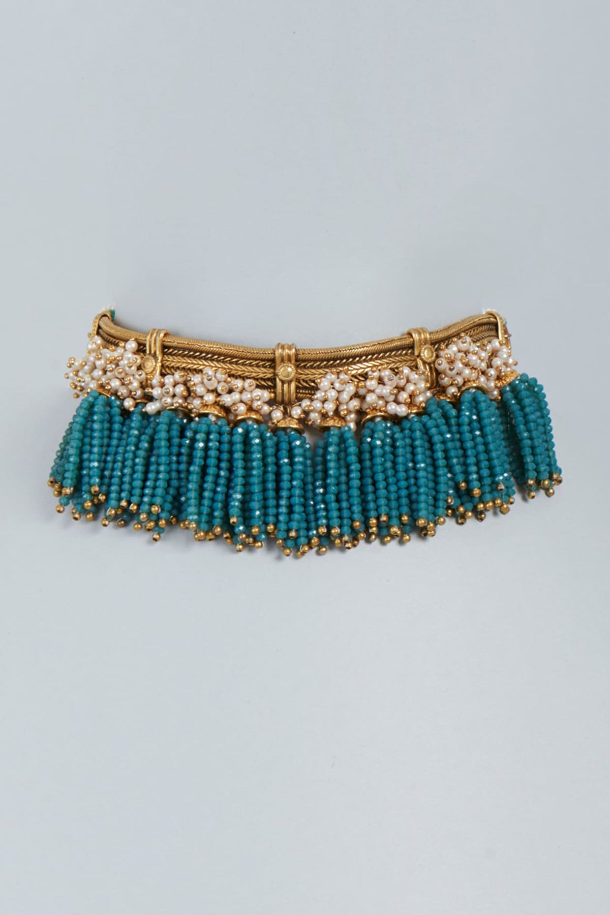 Gold Finish Crystal Choker Necklace