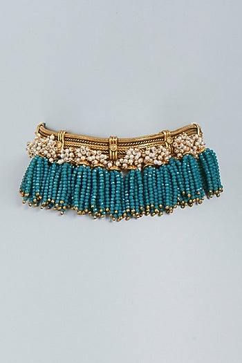 Gold Finish Crystal Choker Necklace