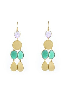 Gold Plated Green Onyx Dangler Earrings