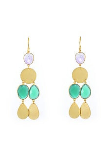 Gold Plated Green Onyx Dangler Earrings